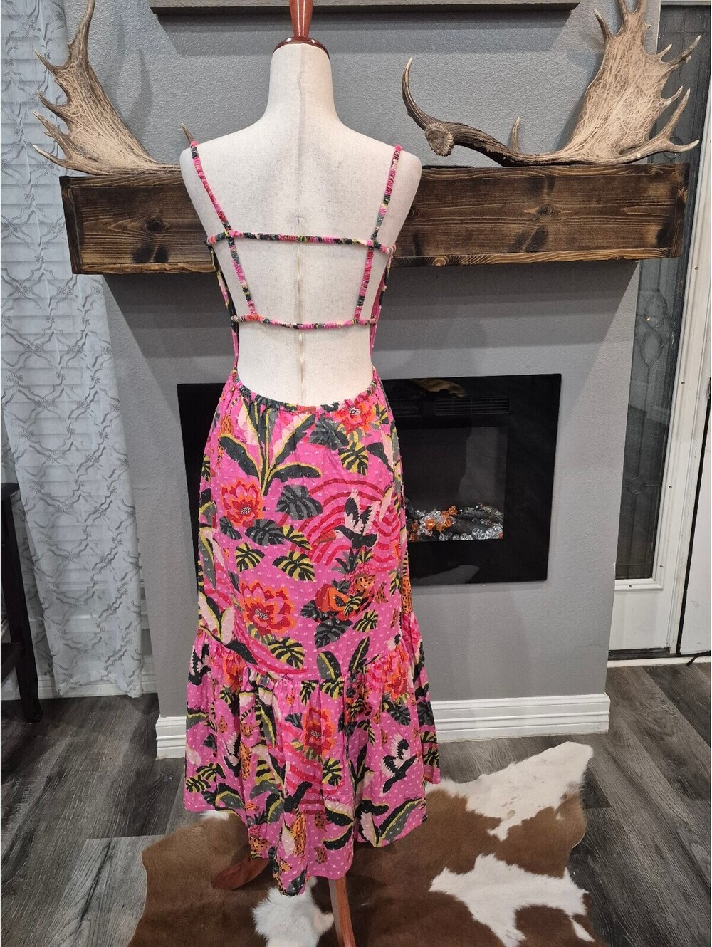 FARM RIO Leopard Forest Midi Dress Size Medium NWT - Picture 4 of 7